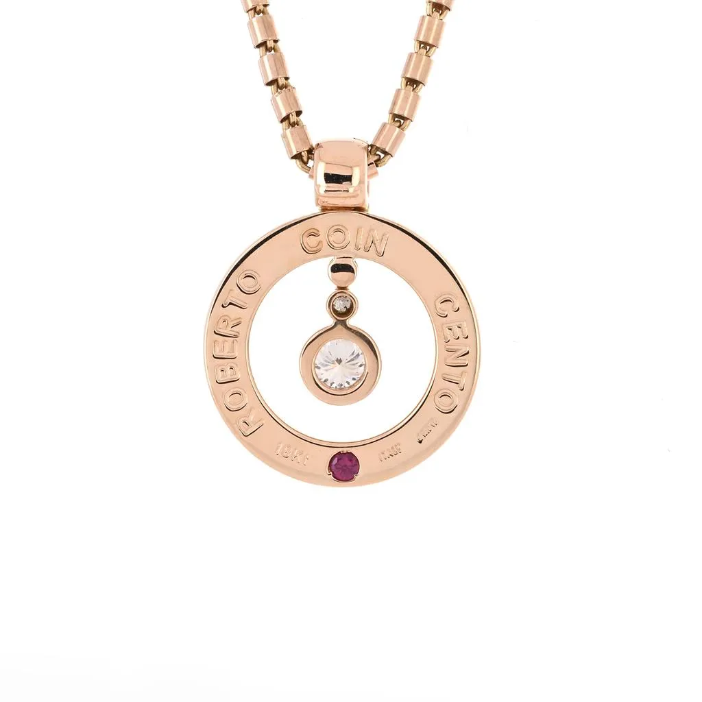 Roberto Coin | 0.78ctw Cento Pav Baby O Diamond Necklace - 18K Rose Gold