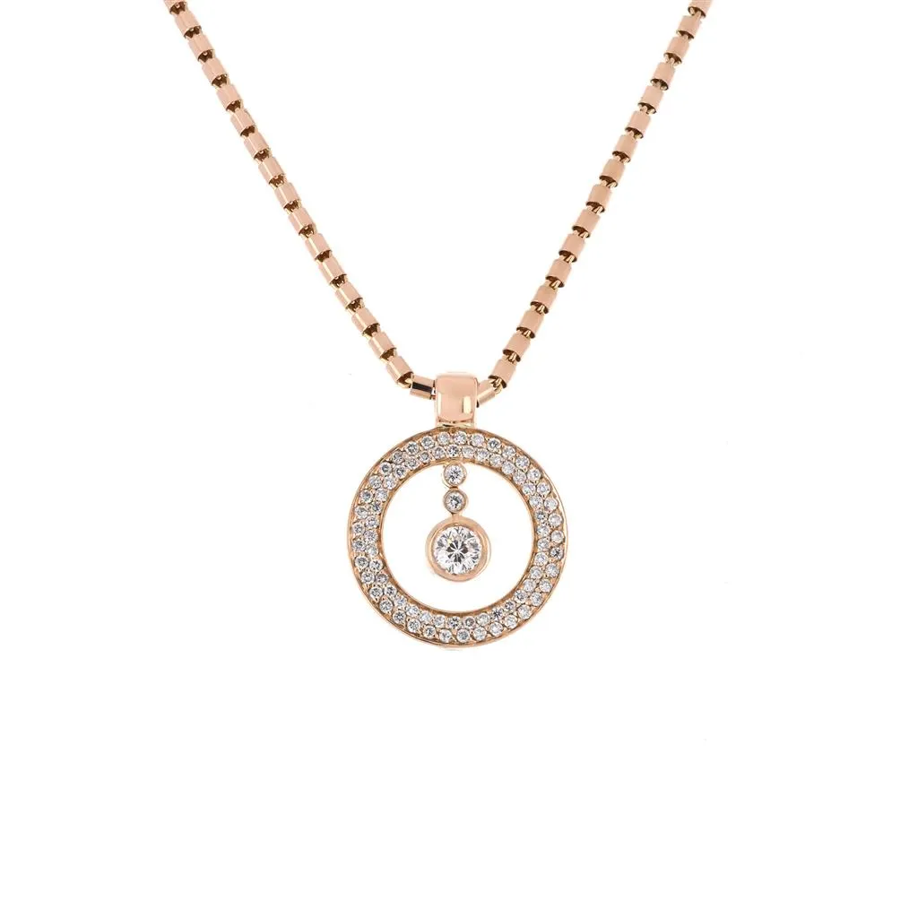 Roberto Coin | 0.78ctw Cento Pav Baby O Diamond Necklace - 18K Rose Gold
