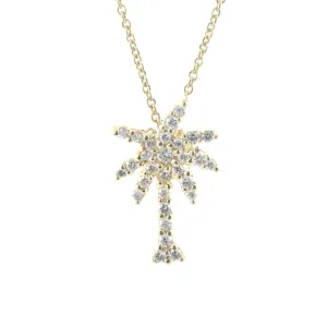 Roberto Coin | .18CTW Palm Tree Diamond Pendant, 16" - 18K Yellow Gold