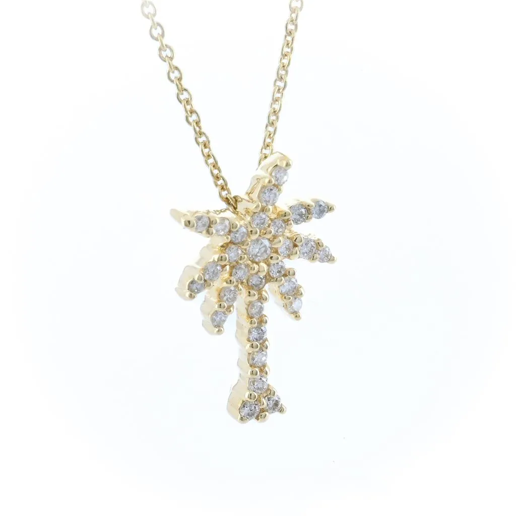 Roberto Coin | .18CTW Palm Tree Diamond Pendant, 16" - 18K Yellow Gold
