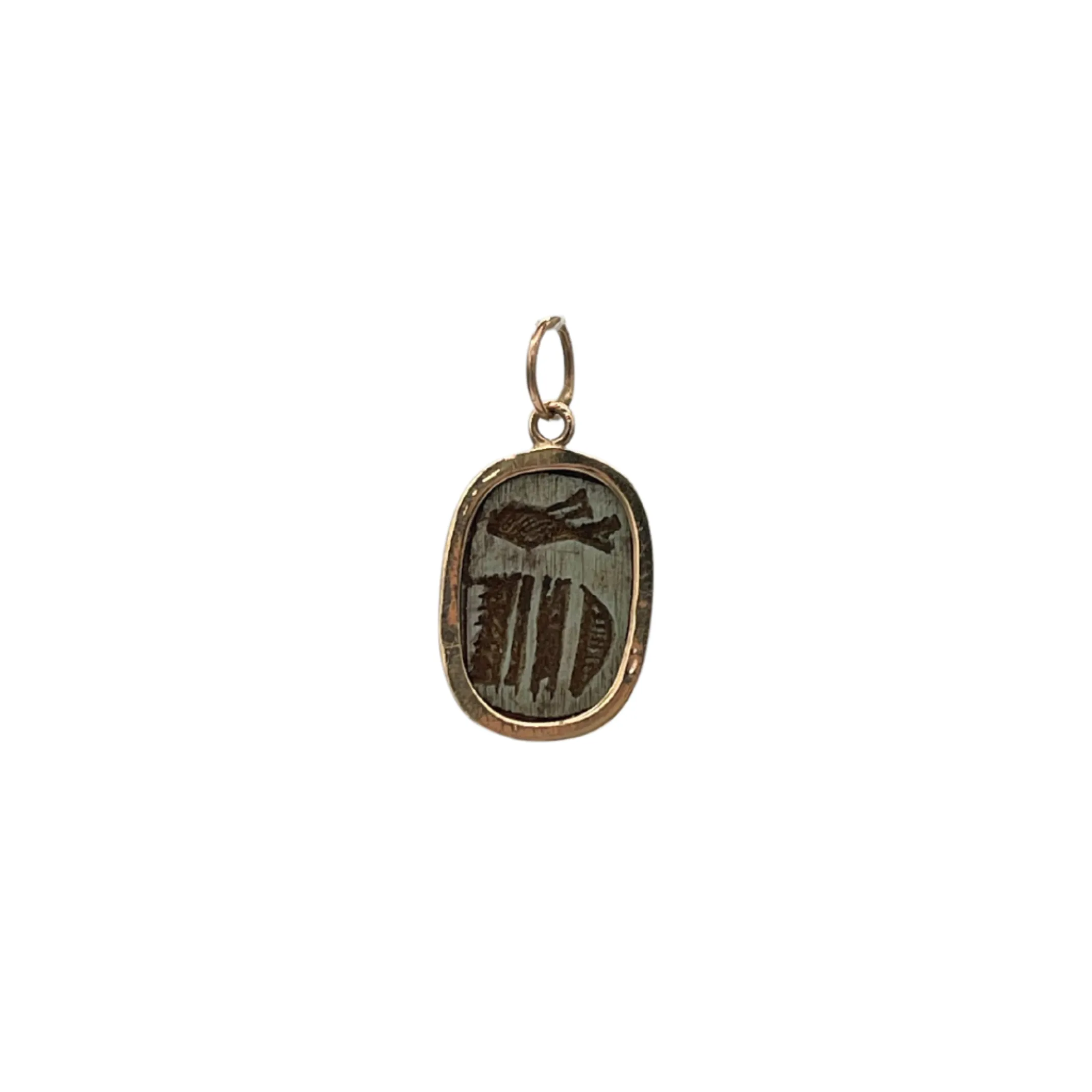 scarab (beetle) charm in 18k gold prong setting