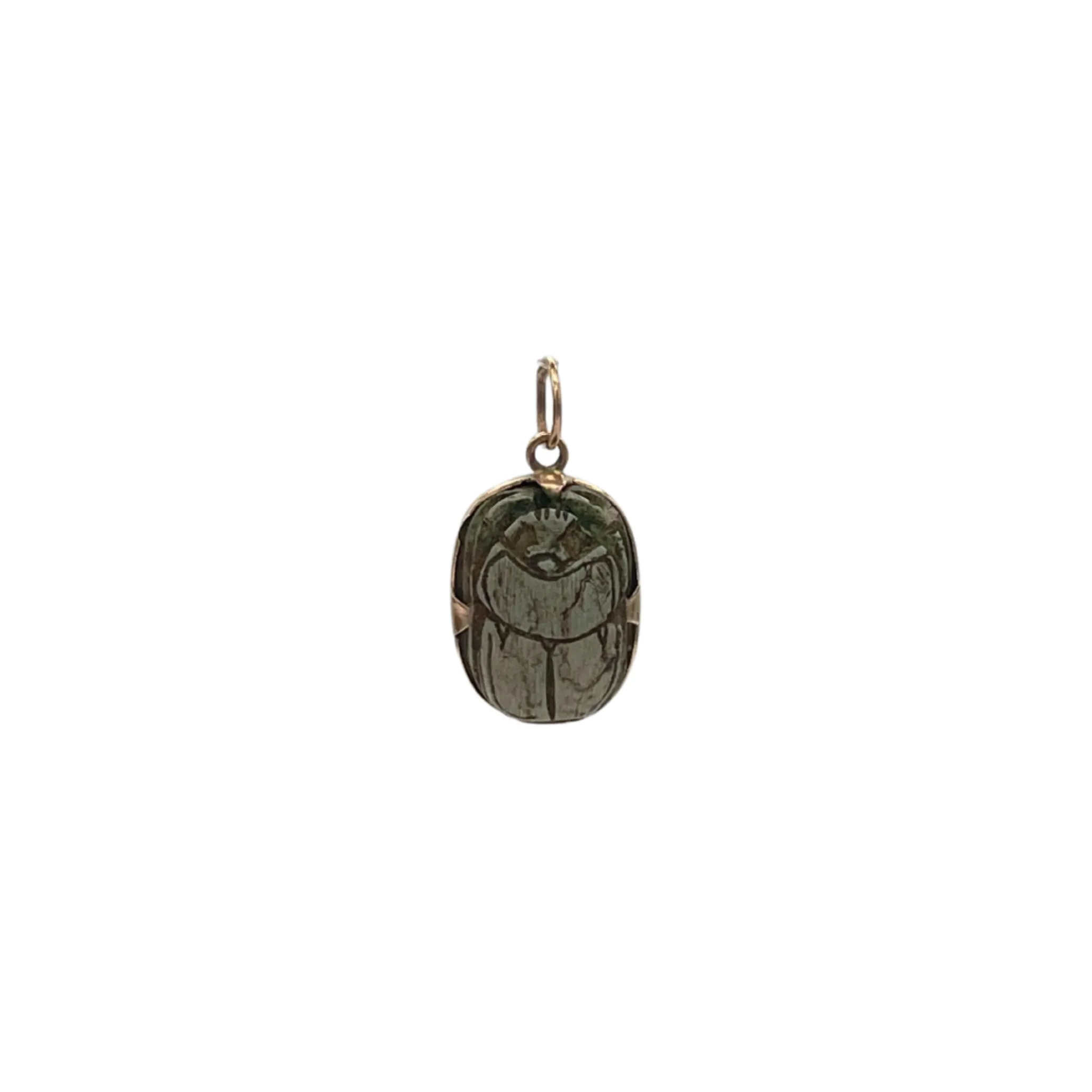 scarab (beetle) charm in 18k gold prong setting