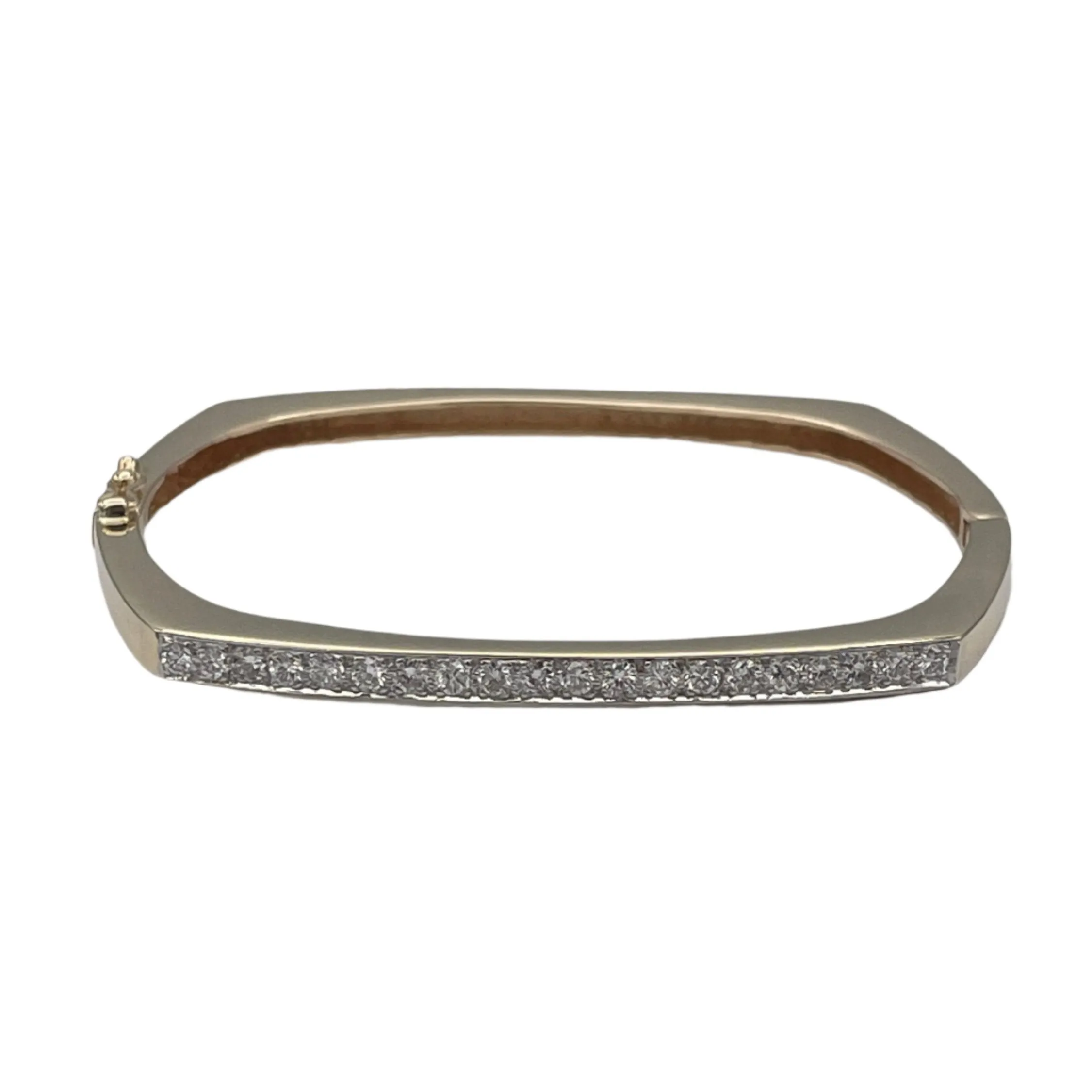 Vintage 14K yellow gold and diamonds bangle bracelet