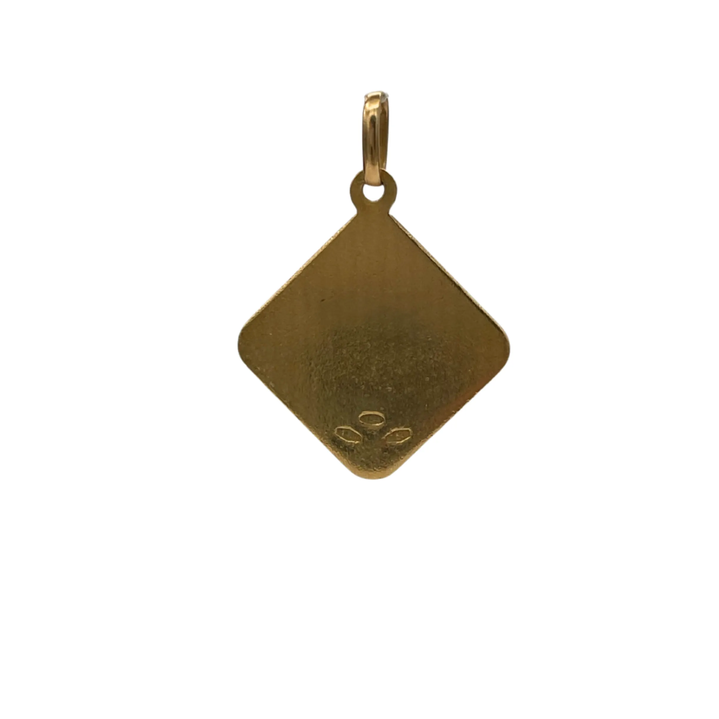 Vintage 18k solid gold virgin mary charm with blue enamel