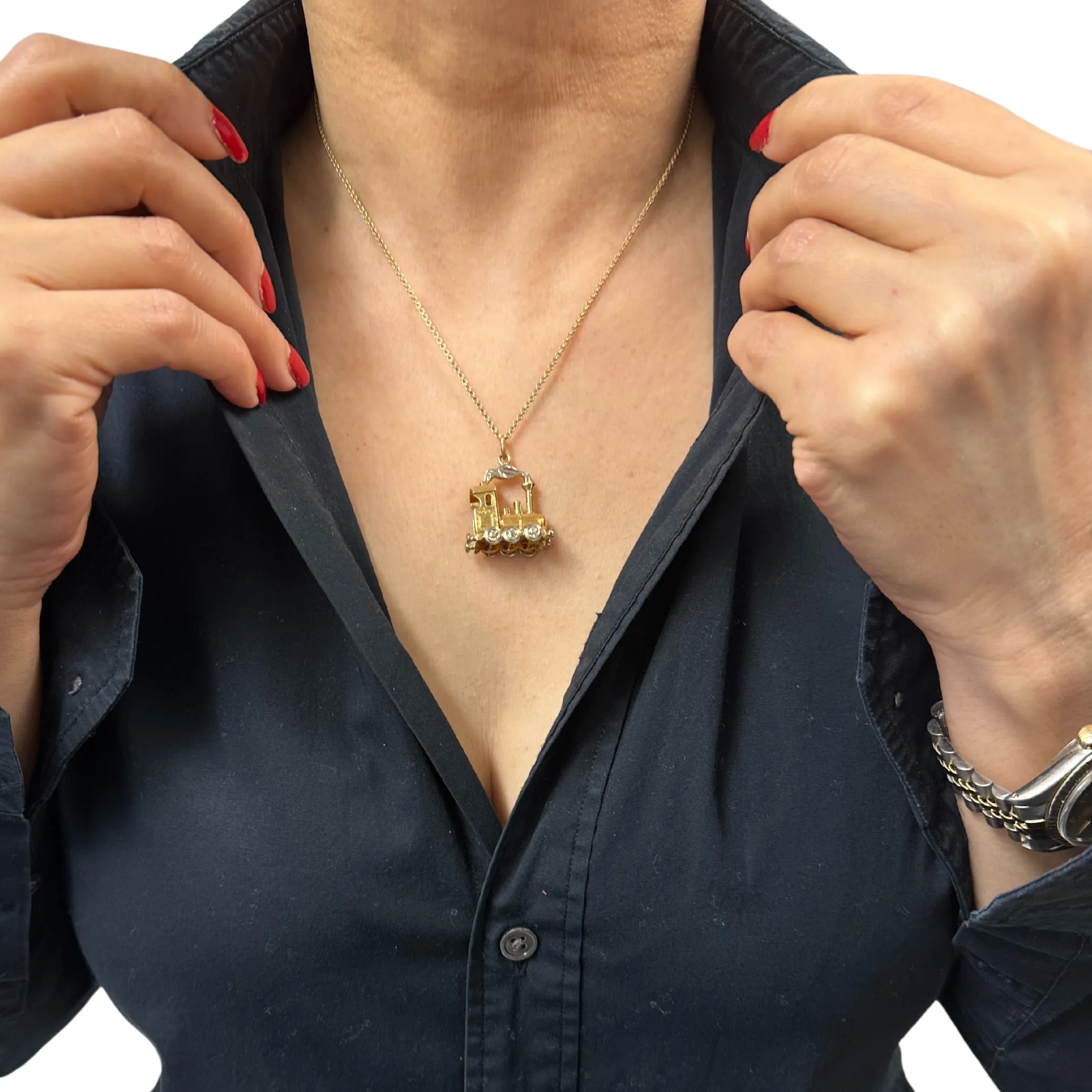 Vintage 18K Yellow and White Gold Train