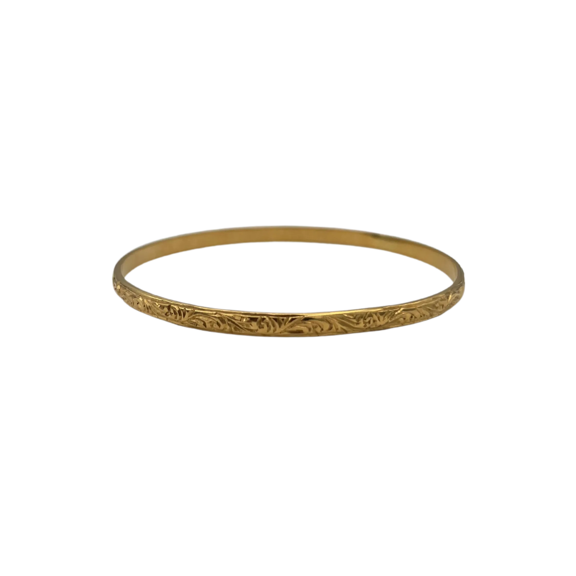 Vintage 22k yellow gold floral engraved solid bangle
