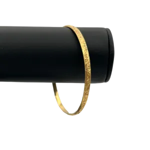 Vintage 22k yellow gold floral engraved, solid bangle