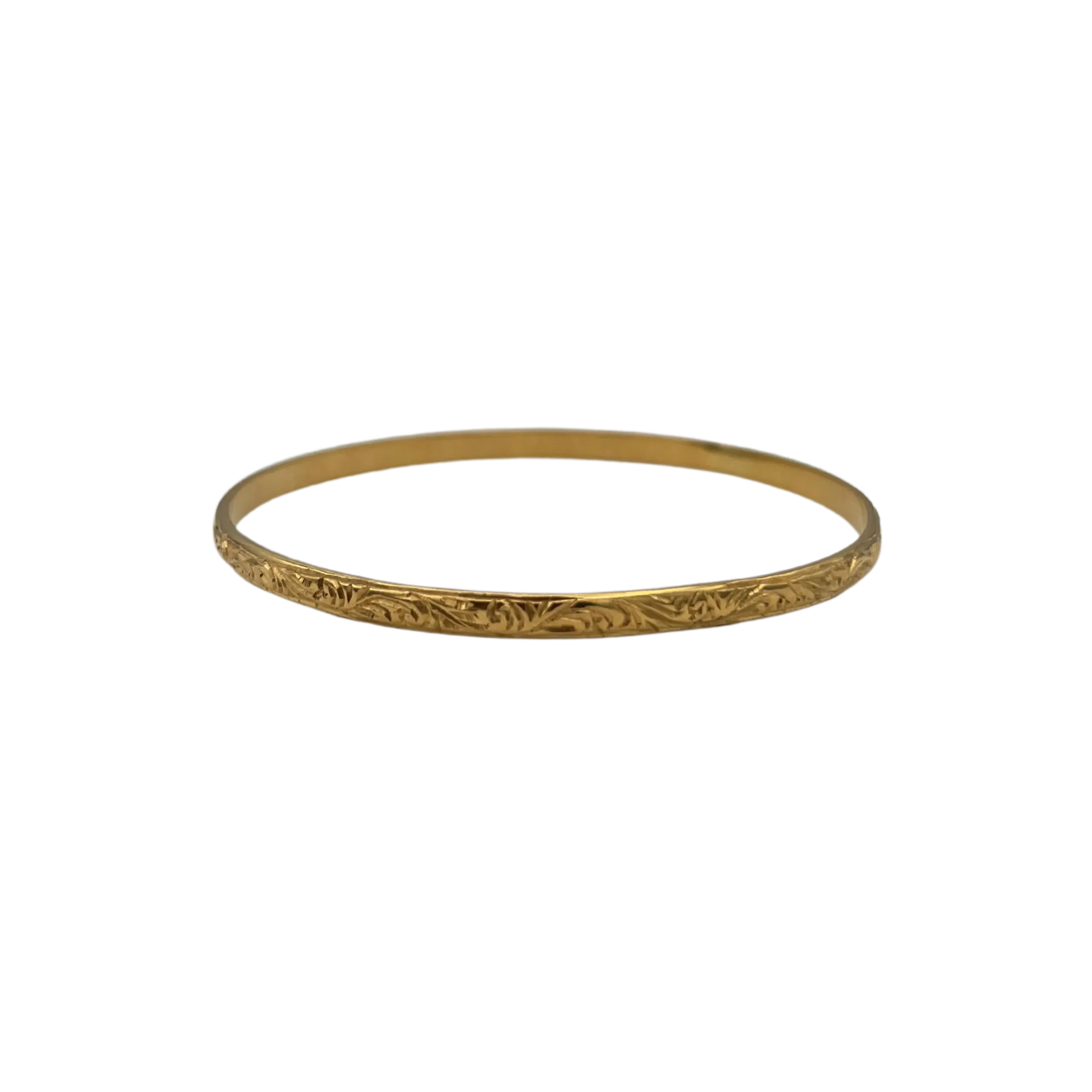 Vintage 22k yellow gold floral engraved, solid bangle