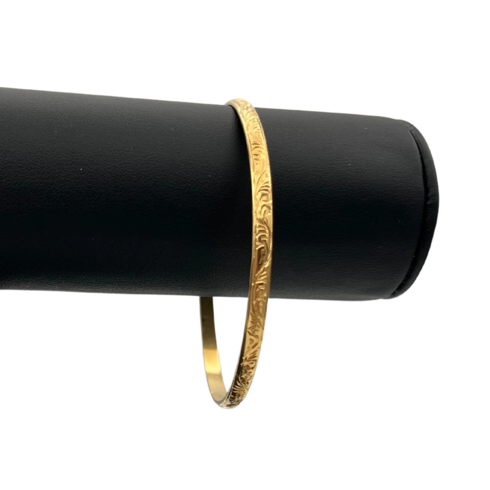 Vintage 22k yellow gold floral engraved, solid bangle