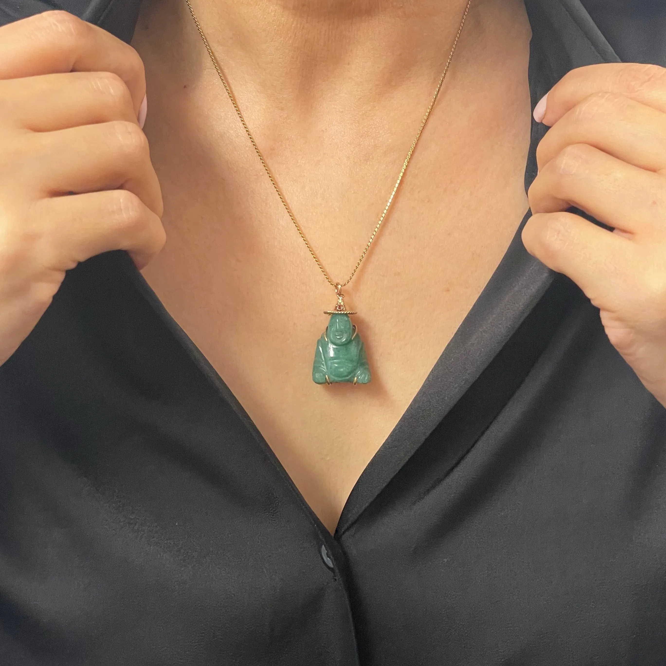 Vintage Aventurine Quartz Buddha Charm/Pendant
