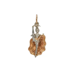 Vintage French 18K Rose and White Gold Moulin Rouge Can Can Dancer Charm