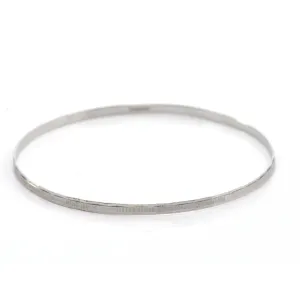 Vintage Italian 18K White Gold Bangle Bracelet with Rectangular Etching