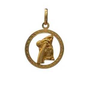 Vintage Italian 18k Yellow Gold Aquarius Zodiac Sign Charm