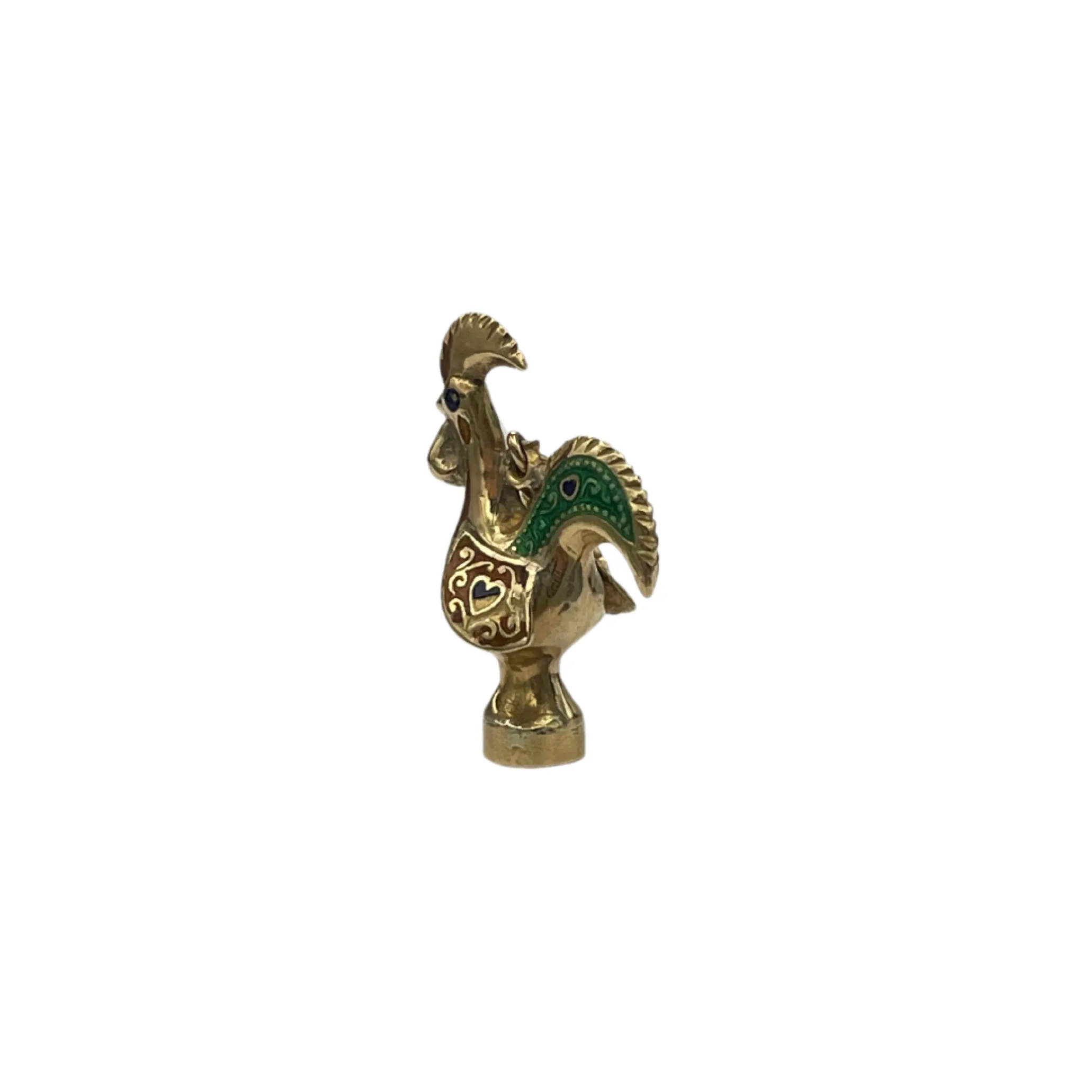Vintage Portuguese Yellow 800 Gold Enameled Rooster